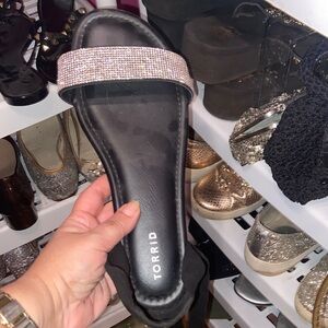 Torrid Black Sandals with Silver Strap